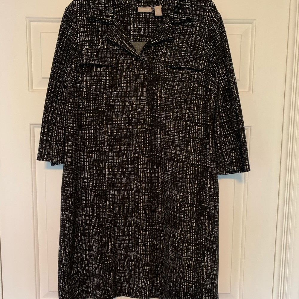 Chico's Black and White Patterned Shift Dress